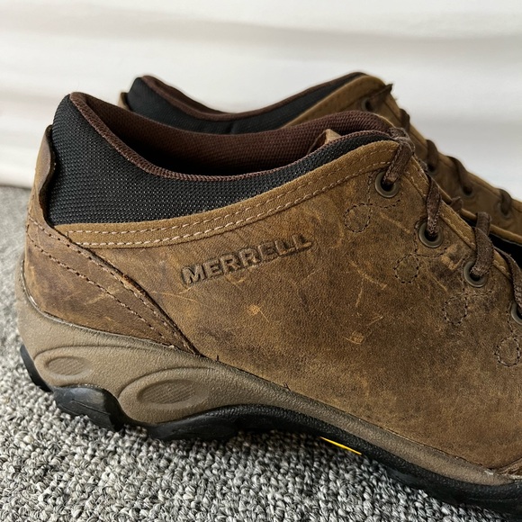 Merrell Quartz Women’s 7 Brown Leather Hiking Shoes Vibram OrthoLite Comfort - Picture 4 of 11